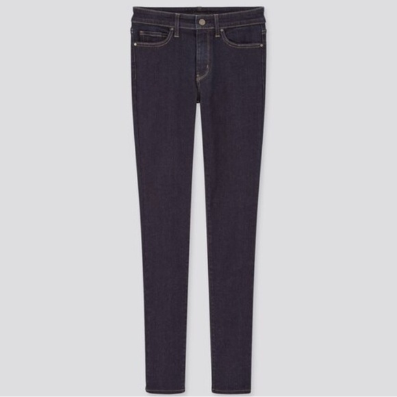 Uniqlo 5 pocket low rise cotton blend comfy stretch dark wash Skinny Jeans 26 - Picture 1 of 5
